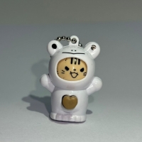 Breloc figurina cu schimbare a fetei, Cartoon Face, 4 cm, alb, Vivo FIGURINA-WHITE